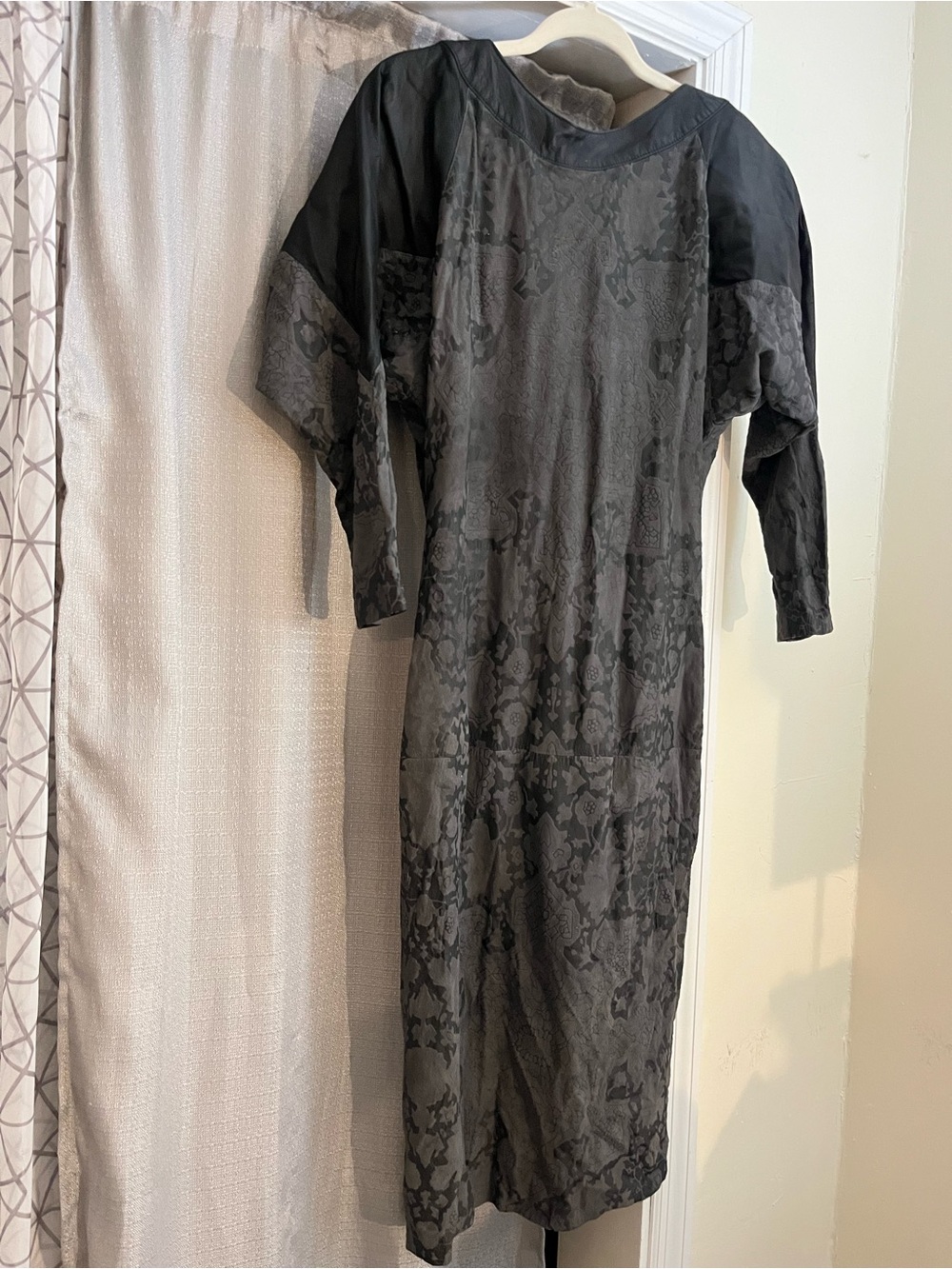 Vintage Suede Black Grey Women's Dress M Made in USA